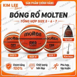 Quả bóng rổ da PU cao cấp Molten số 5 ,  6 ,  7  - tặng kim bơm và túi lưới 1
