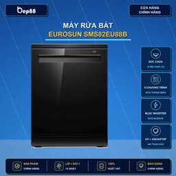 Máy rửa bát Eurosun SMS82EU88B - Nhập khẩu Thái Lan, Hàng chính hãng, Bảo hành 3 năm, sấy PTC khô cong 1