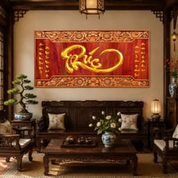 Tranh decal dán tường THƯ PHÁP CHỮ PHÚC kích thước 120x60cm, có sẵn keo bóc dán, PosterDecor 2