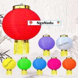 Đèn Lồng Vải Tròn CÓ RÂU Chống Nước  trang trí Tết Trung Thu,khai giảng,lễ hội trường học,nhà chùa,khu du lịch giá sỉ 9