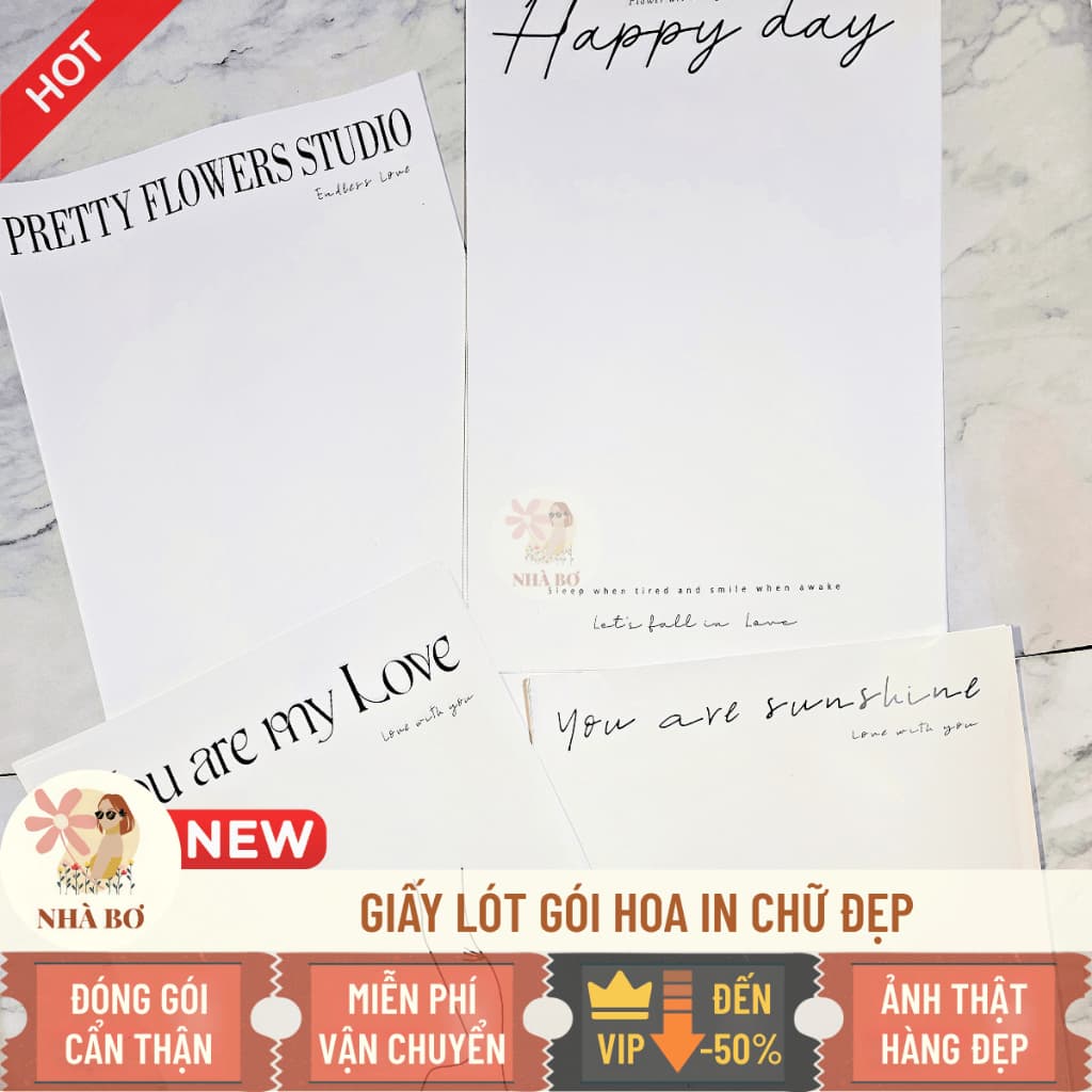 20 giấy lót gói hoa chữ nhiều mẫu chuẩn 30x45 dày không thấm trang trí handmade DIY 