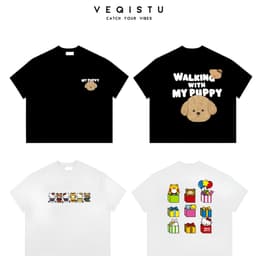 Áo Thun BOXY Local Brand VEQISTU "PUPPY", Áo Thun Boxy Form Rộng Unisex  250Gsm Cotton 1