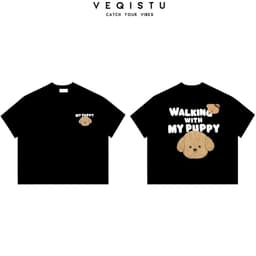 Áo Thun BOXY Local Brand VEQISTU "PUPPY", Áo Thun Boxy Form Rộng Unisex  250Gsm Cotton 2