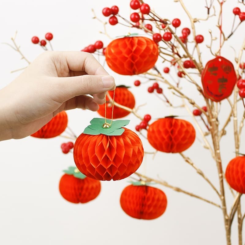 Sét 10 / 5 Đèn Lồng QUẢ HỒNG nhỏ mini Trang Trí Trung Thu,trường học,nhà cửa nhà hàng,quán cà phê,treo cành mai,cành đào