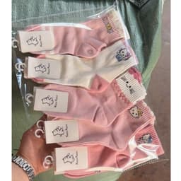 Set 5 đôi tất Hello Kitty màu hồng pastel cho bé chất len đanh mịn hàng quảng châu 3