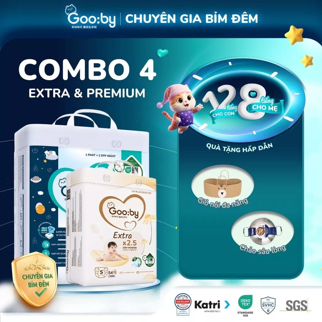[KÈM QUÀ] COMBO 4 Bịch Gooby Extra/Premium thấm hút tốt, đủ size NB/S/M/L/XL/XXL/XXXL/XXXXL
