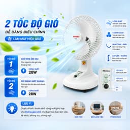 | Hỏa Tốc | Quạt bàn mini Senko B102, B202, quạt nhỏ để bàn học và bàn làm việc 28w 2 cấp gió 4