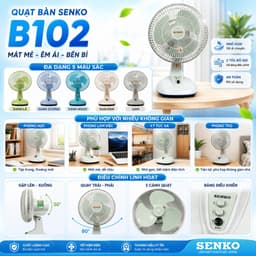 | Hỏa Tốc | Quạt bàn mini Senko B102, B202, quạt nhỏ để bàn học và bàn làm việc 28w 2 cấp gió 2