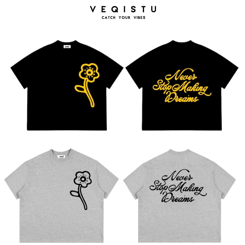 Áo Thun BOXY Local Brand VEQISTU "FLOWER", Áo Thun Boxy Form Rộng Unisex  250Gsm 100% Cotton