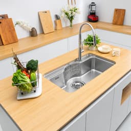 Chậu Rửa Bát NOBINOX LIKEN NL792D Inox 304 830x500mm Vân Linen Chống Xước Gờ Hạ Bậc Phụ Kiện Trượt Lòng Sâu 23cm 4