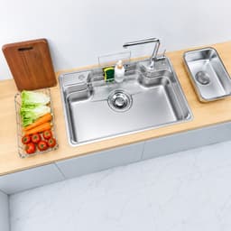 Chậu Rửa Bát NOBINOX LIKEN NL792D Inox 304 830x500mm Vân Linen Chống Xước Gờ Hạ Bậc Phụ Kiện Trượt Lòng Sâu 23cm 3