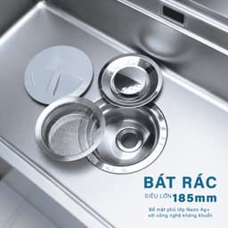 Chậu Rửa Bát NOBINOX LIKEN NL792D Inox 304 830x500mm Vân Linen Chống Xước Gờ Hạ Bậc Phụ Kiện Trượt Lòng Sâu 23cm 9