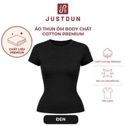 [BẢN PREMIUM] Áo Thun Nữ Ôm Body Cổ Tròn JUSTDUN Cotton Mềm Mịn B24 Thoáng Mát 3