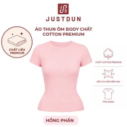 [BẢN PREMIUM] Áo Thun Nữ Ôm Body Cổ Tròn JUSTDUN Cotton Mềm Mịn B24 Thoáng Mát 4
