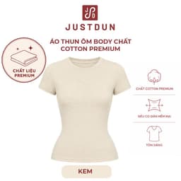 [BẢN PREMIUM] Áo Thun Nữ Ôm Body Cổ Tròn JUSTDUN Cotton Mềm Mịn B24 Thoáng Mát 5