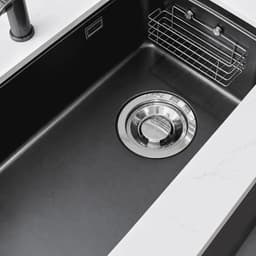 Chậu Rửa Bát NOBINOX NOVA A284B Inox 304 820x460mm Vân Volcanic PVD Đen Bát Rác Lệch Lớn Lòng Sâu 23cm Kiện 6