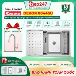 Chậu Rửa Bát Konox Dekor 8044SU Chính Hãng Inox SS304 1 Hố Chống Xước Sink Kèm Đủ Phụ Kiện 1