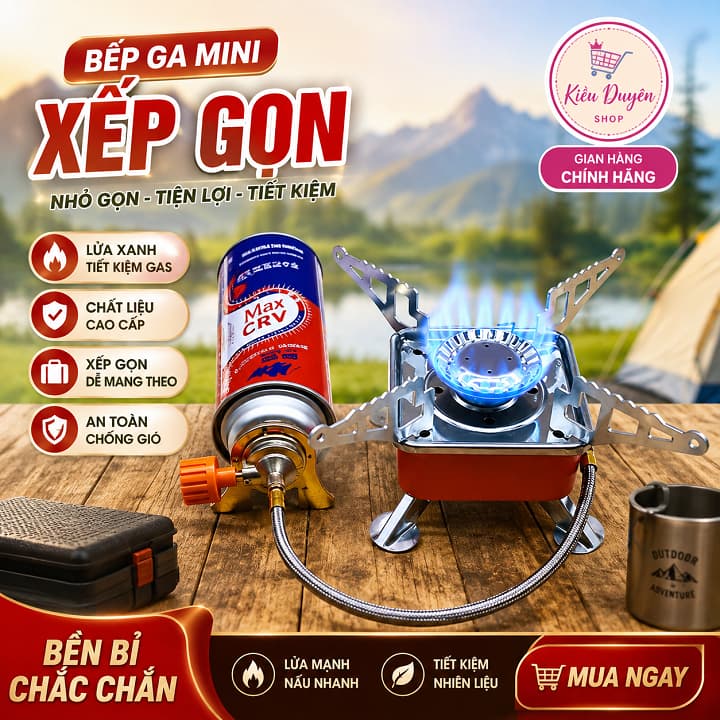 [ HÀNG XỊN ] Bếp ga du lịch mini  👉𝒌𝒆̀𝒎 𝒅𝒂̂𝒚 𝒅𝒂̂̃𝒏 𝒈𝒂𝒔 𝒂𝒏 𝒕𝒐𝒂̀𝒏 👉 dã ngoại gấp gọn đa năng tiện lợi