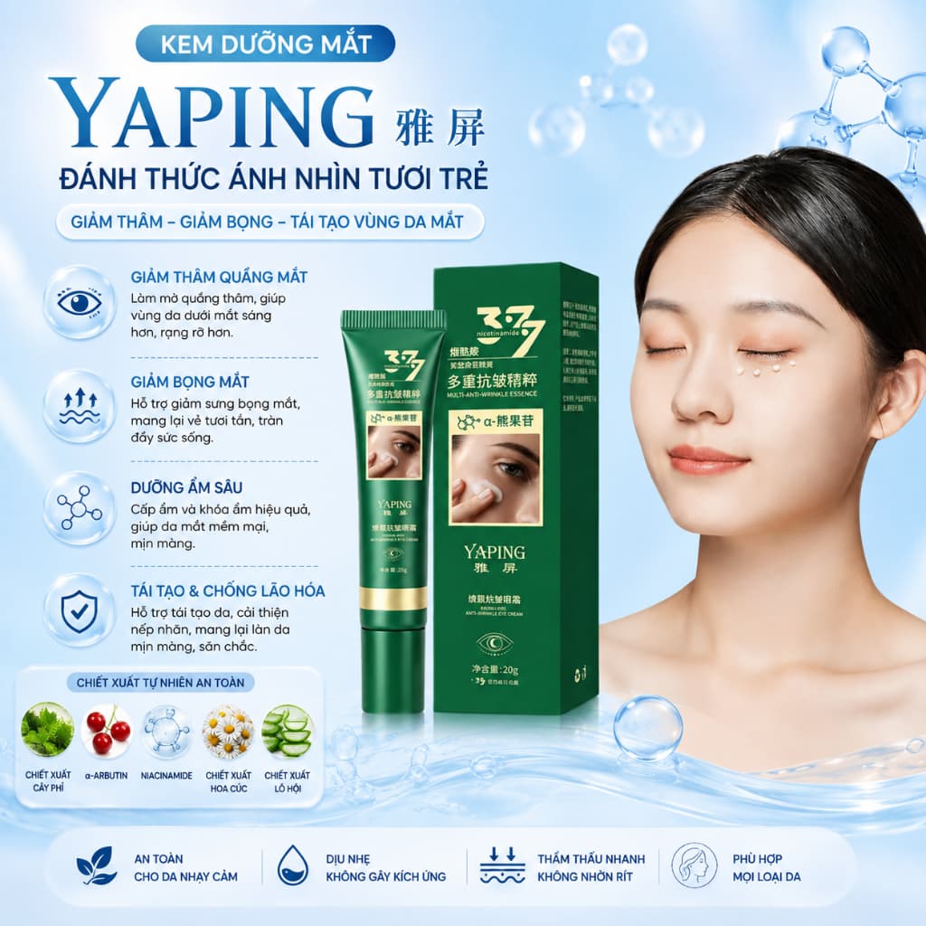 Kem Mắt 20g YaPing 377 Dưỡng Mắt Giảm Nhăn, Mờ Thâm Quầng, Tan Bọng Mắt 