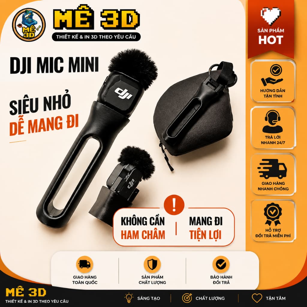 Tay Cầm Cho DJI Mic Mini Không Cần Nam Châm [Mê 3D]