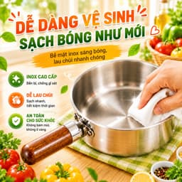 Nồi Quánh inox 304 mini đa năng nấu bột ăn dặm, cháo, mì, sữa tay cầm gỗ, Combo chảo mini dùng cho bếp từ, gas 4