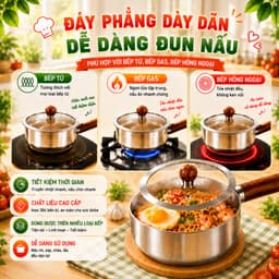 Nồi Quánh inox 304 mini đa năng nấu bột ăn dặm, cháo, mì, sữa tay cầm gỗ, Combo chảo mini dùng cho bếp từ, gas 5