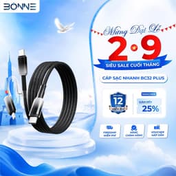 Dây Sạc Nhanh BC32 PLUS 2in1 65W Chính Hãng BONNE TECH, Cáp Sạc Chất Liệu Nylon Bọc Nhựa Trong Suốt Chống Rối Và Gẫy Gập 1