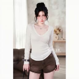 [ MỞ BÁN - PREMIUM ] Áo Thun Giấy Premium Vân Tuyết Hoa Cổ Rộng Nữ Thời Trang Ôm Dáng BYJANE - 704 4
