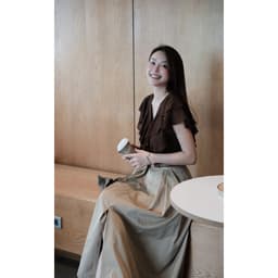 Áo Sơ Mi Nhún Bèo Nâu Choco Chất Chiffon Hàn MACI MCASMNA0396 Thời Trang Nữ Thiết Kế Độc Quyền 4