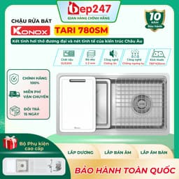 Chậu Rửa Bát Konox Tari 780SM Inox SUS304 1 Hố Cao Cấp 78x43cm Kèm Full Phụ Kiện Chính Hãng 1