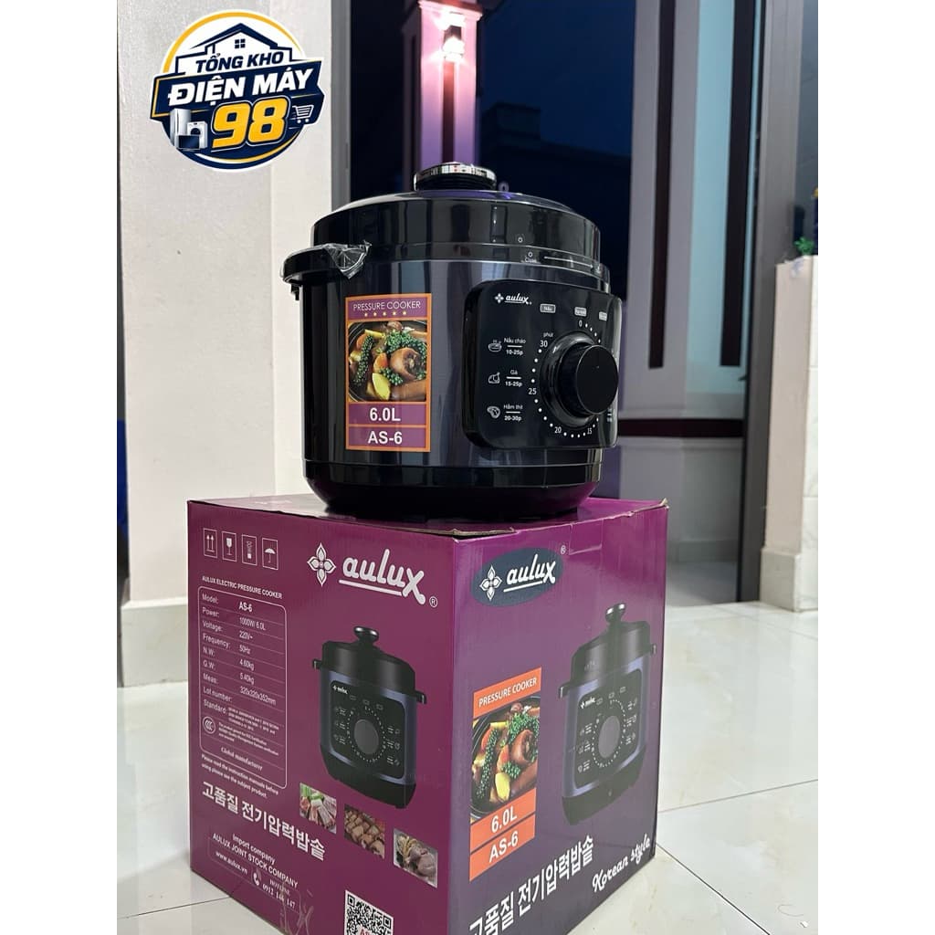 Nồi áp suất đa năng AULUX - chính hãng. Dung tích 6L, lòng nhôm, công suất 1000W