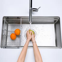 Chậu Rửa Bát 1 Hố NOBINOX LIRA NJ564D Inox 304 Dày 3.0+1.2mm 860x500mm Vân Linen Chống Xước Gờ Hạ Bậc Lòng Sâu 210mm 5