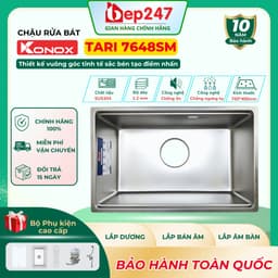 Chậu Rửa Chén Konox Tari 7648SM 1 Hố Inox 304 Cao Cấp 76x48cm Chính Hãng Bảo Hành 10 Năm 1