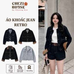 Áo Khoác Jean Nữ Dáng Lửng CHEZI HOUSE – Form Hàn Đẹp, Style Retro #J8037-39 – Xanh Denim/Xanh Nhạt 1