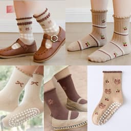 Bộ 5 Đôi Tất Chống Trượt Cho Bé Trai Bé Gái Cotton Mềm Mại, Tất Trẻ Em Dễ Thương Thoáng Khí 4