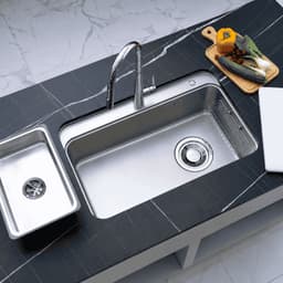 Chậu Rửa Bát NOBINOX NOVA A182 Inox 304 Dày 1.2mm 820x500mm Lòng Sâu 230mm Vân Vải Siêu Mịn Chống Xước Bát Rác Lệch 3