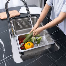Chậu Rửa Bát NOBINOX NOVA A182 Inox 304 Dày 1.2mm 820x500mm Lòng Sâu 230mm Vân Vải Siêu Mịn Chống Xước Bát Rác Lệch 5