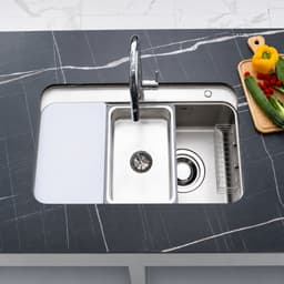 Chậu Rửa Bát NOBINOX NOVA A182 Inox 304 Dày 1.2mm 820x500mm Lòng Sâu 230mm Vân Vải Siêu Mịn Chống Xước Bát Rác Lệch 2