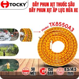 Dây phun xịt áp lực cao chính hãng tocky 8.5 mm x 14mm 3 lớp chất liệu nhựa pvc, áp lực tối đa 150bar, dài 10m, 15m, 20m 9
