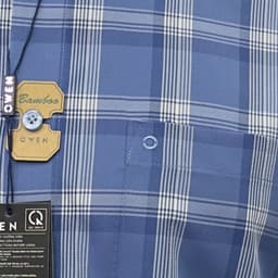 Áo sơ mi nam Owen ngắn tay màu trắng kẻ body fit vạt ngang vải sợi tre AB260025NT 7
