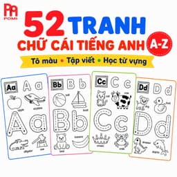 Tranh Tập Viết Chữ Cái & Từ Vựng, Số Tiếng Anh Sinh Động - Giúp Bé Nhận Biết & Ghi Nhớ Nhanh - Tô màu cho bé - POMI 1