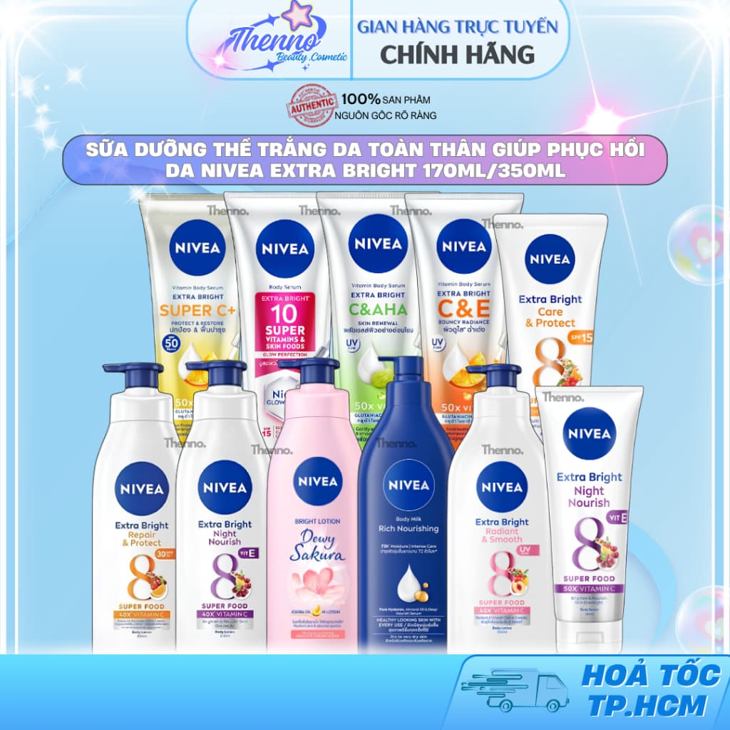 Sữa Dưỡng Thể Trắng Da Toàn Thân Giúp Phục Hồi Da Nivea Extra Bright 350ml