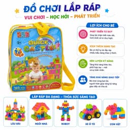 Đồ Chơi Xếp Hình Mầm Non Cho Bé Có Túi Xách, Bộ Lắp Ghép Cho Bé 3 - 5 Tuổi Hàng Việt Nam 5