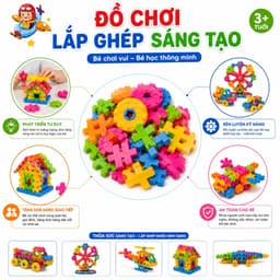 Bộ đồ chơi lắp ghép nhiều màu sắc giúp bé thỏa sức sáng tạo và tự tay tạo nên nhiều mô hình thú vị như xe ô tô, máy bay 3