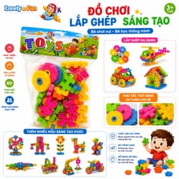 Bộ đồ chơi lắp ghép nhiều màu sắc giúp bé thỏa sức sáng tạo và tự tay tạo nên nhiều mô hình thú vị như xe ô tô, máy bay 5
