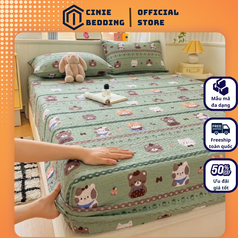 Set Bộ Ga Gối Đũi Dệt Tơ Tre Phong Cách Hàn Quốc 3 Món –  Chất Liệu Mềm Mát, Đủ Kích Thước