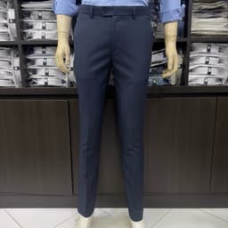 Quần âu nam Owen màu xám xanh tím than kẻ slim fit tăng đơ 2 cạp vải poly QST262075 1