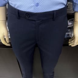 Quần âu nam Owen màu xám xanh tím than kẻ slim fit tăng đơ 2 cạp vải poly QST262075 3