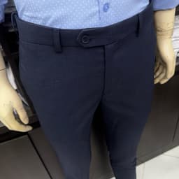 Quần âu nam Owen màu xám xanh tím than kẻ slim fit tăng đơ 2 cạp vải poly QST262075 2