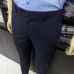 Quần âu nam Owen màu xám xanh tím than kẻ slim fit tăng đơ 2 cạp vải poly QST262075 4